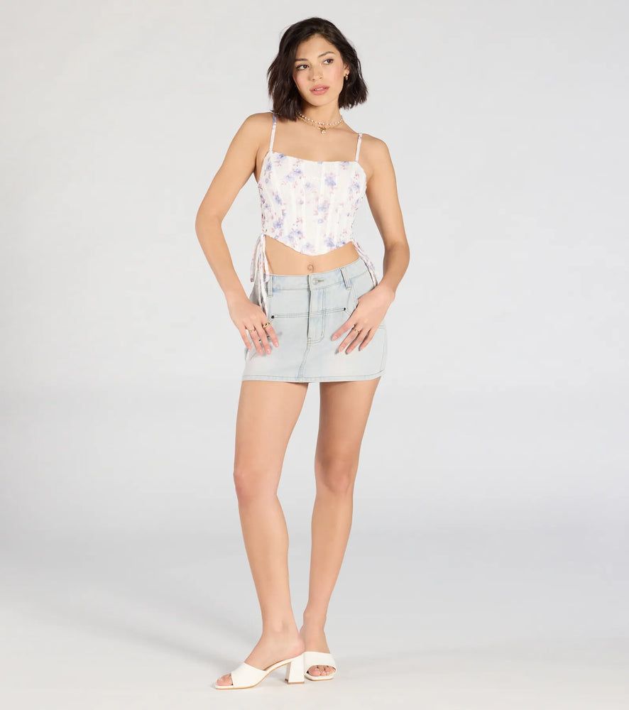 Set It Straight Mid-Rise Denim Skort in Light Denim