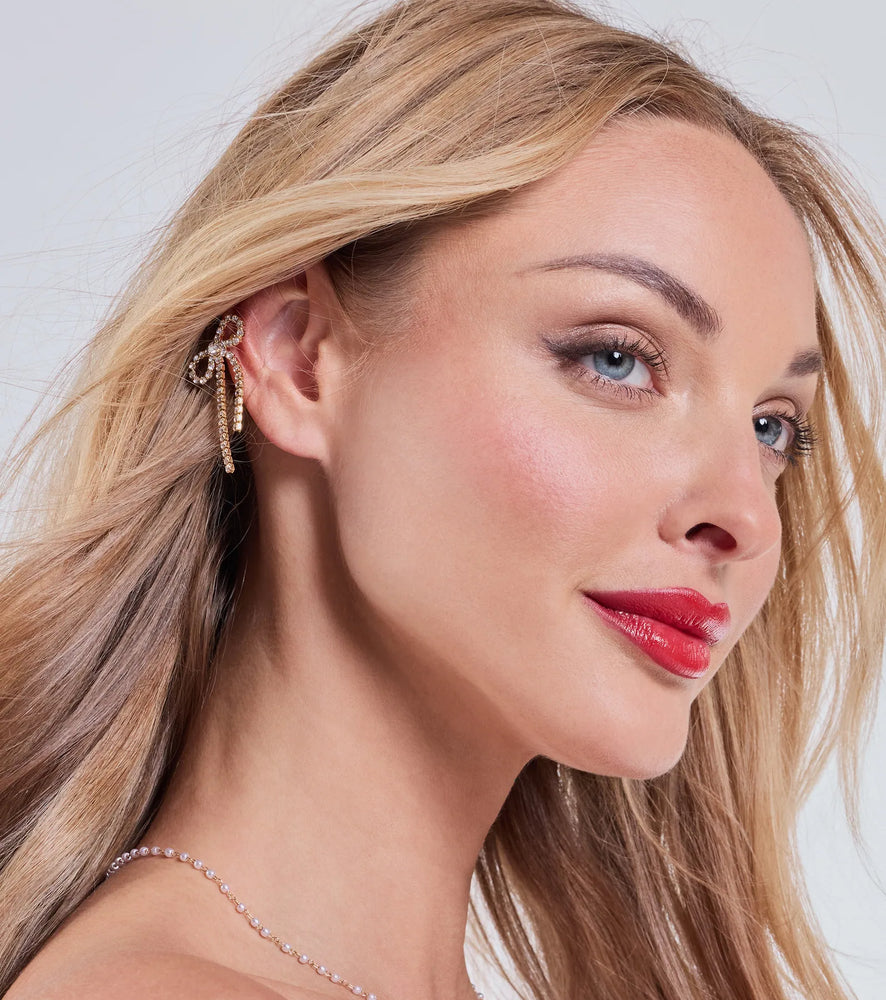 Windsor Cute And Glam Rhinestone Cuff Earrings in Gold