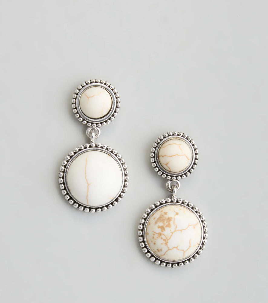 Naturally Cute Stone Drop Earrings in White