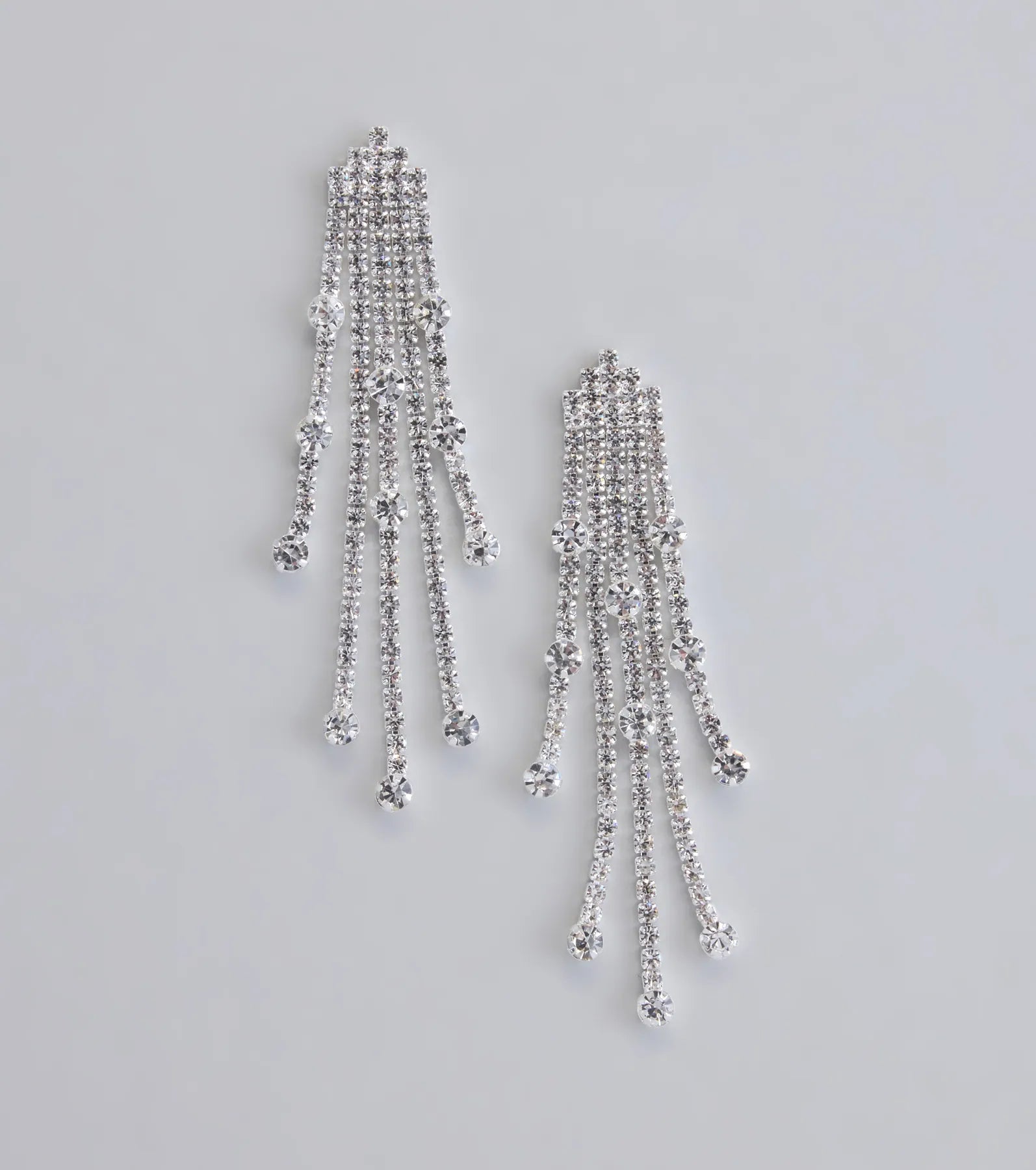 Windsor All This Glamour Rhinestone Tassel Earrings in Silver
