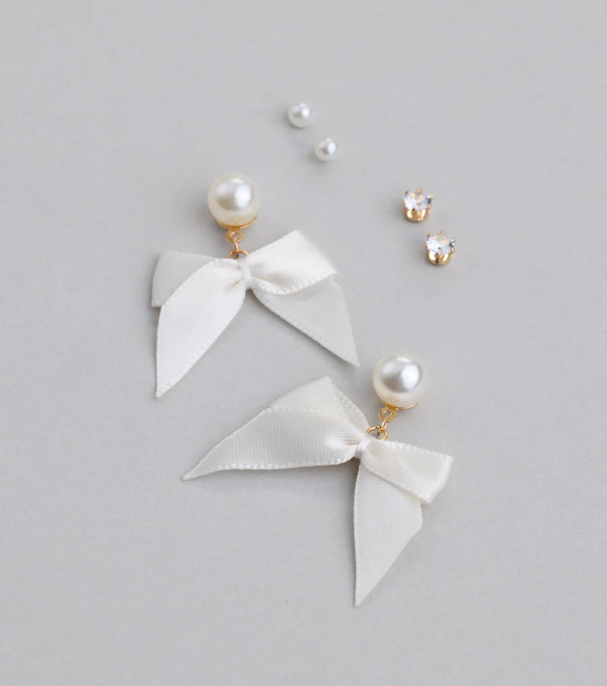 Just Perfect Three-Pack Stud Earrings Set in White