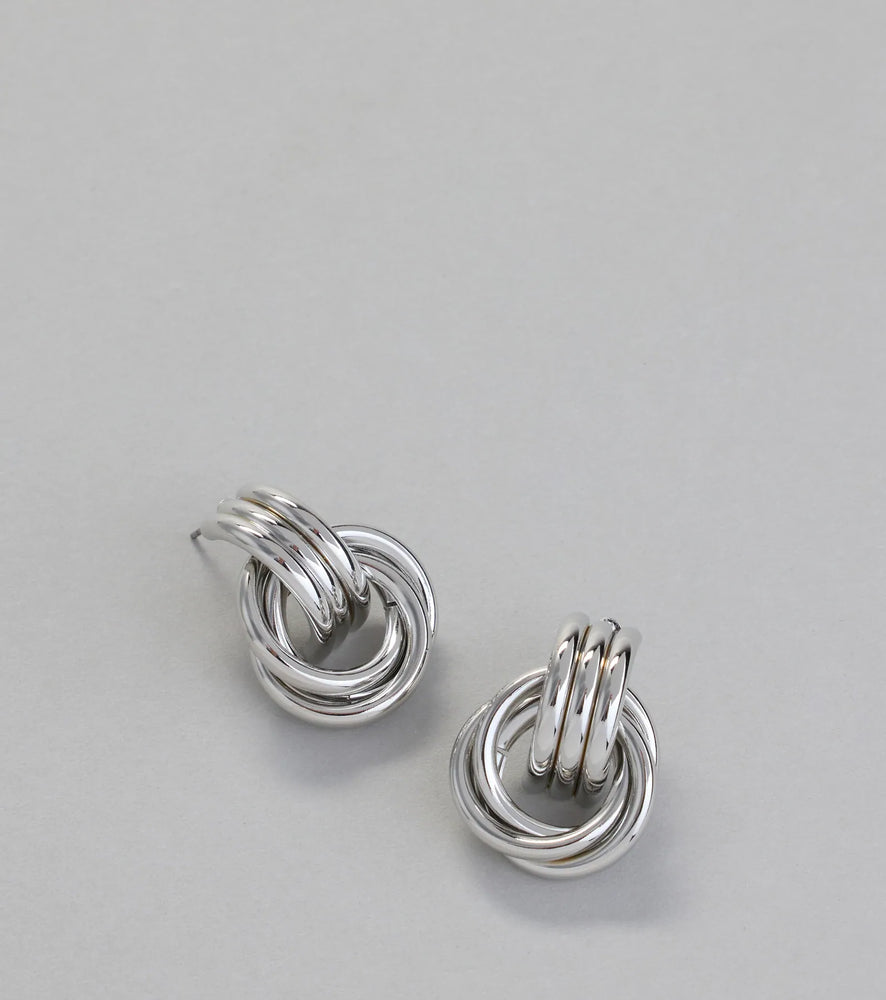 Statement Layered Hoop Earrings in Silver