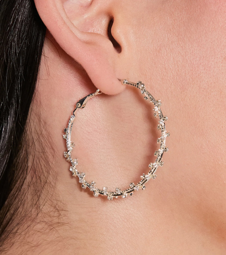 Windsor Dainty Brilliance Rhinestone Hoop Earrings in Silver
