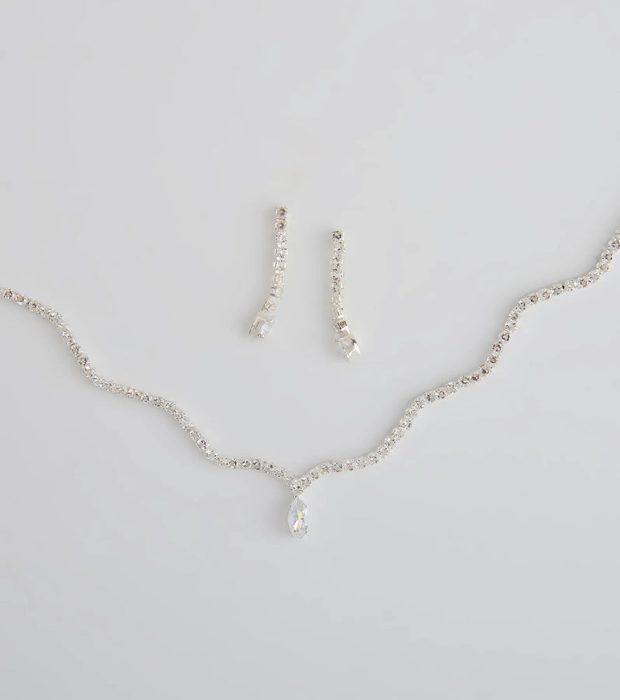 Windsor Major Gem Necklace And Earrings Set in Silver