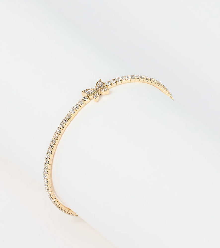Aflutter Rhinestone Butterfly Bracelet in Gold