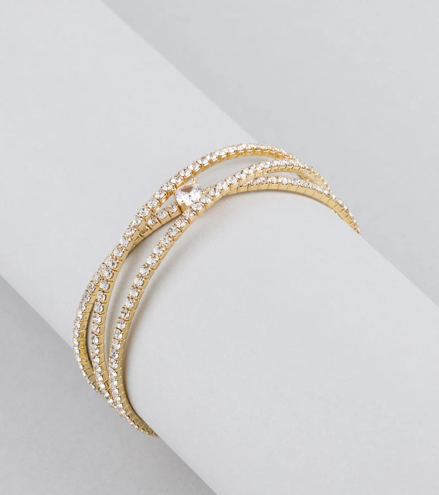 Windsor Luxe Invitation Rhinestone Criss Cross Bracelet in Gold