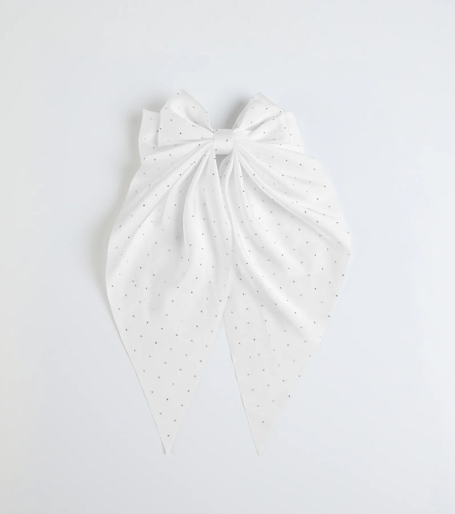 Windsor Glitzy Chic Large Rhinestone Bow in White
