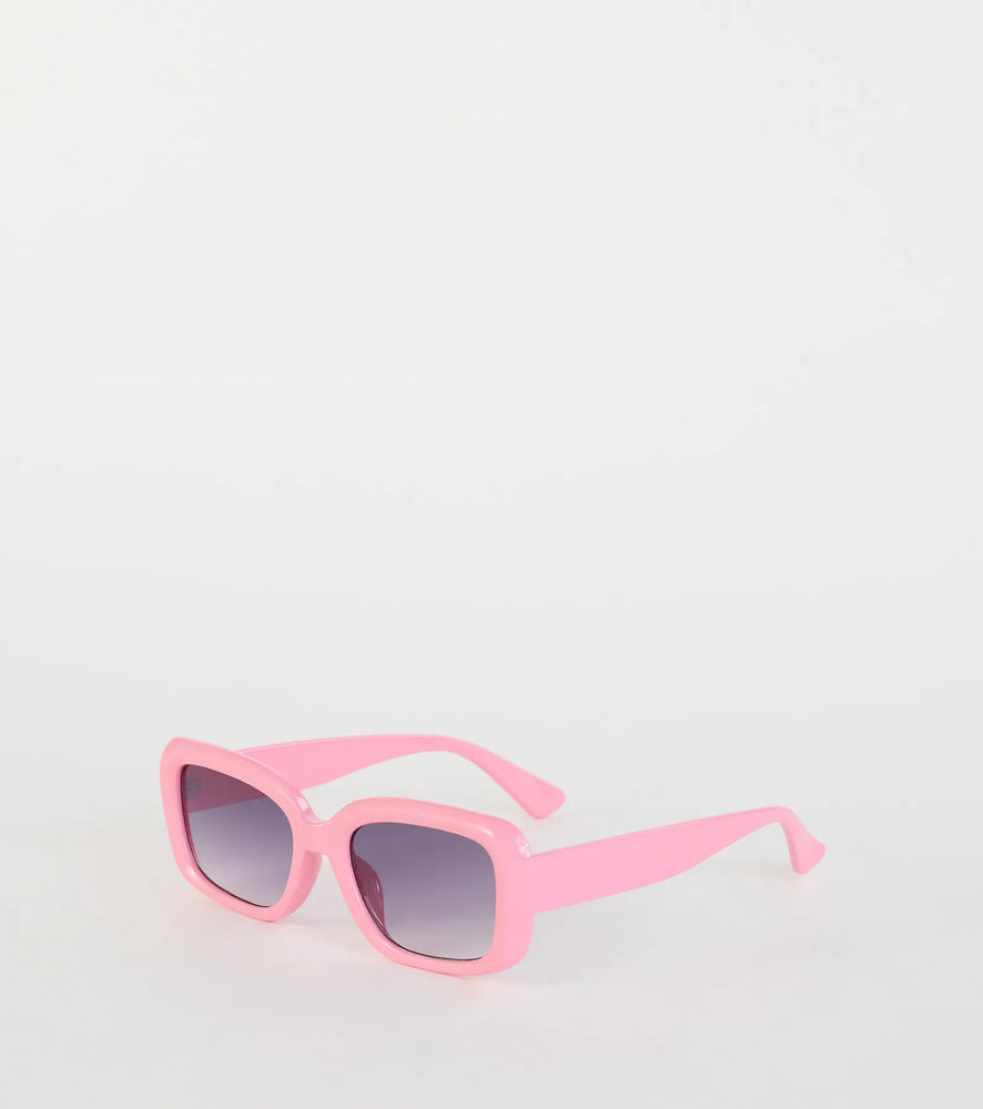 Picture This Retro Rectangle Sunglasses in Pink