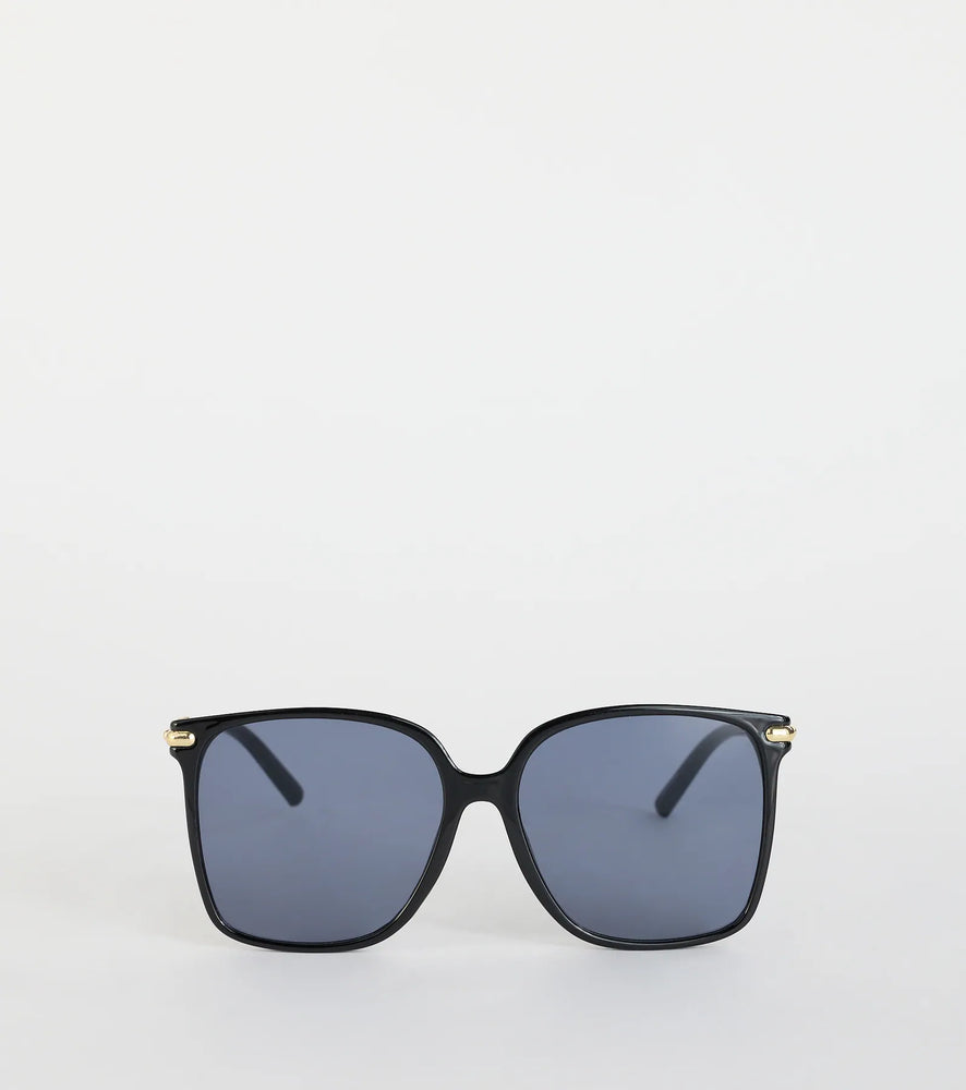 Windsor Schedule Full Oversized Square Sunglasses in Black