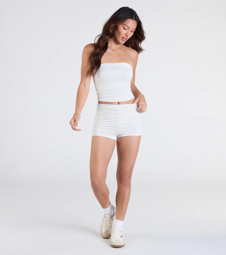 Windsor Relaxed Perfection Mid-Rise Pajama Shorts in Ivory