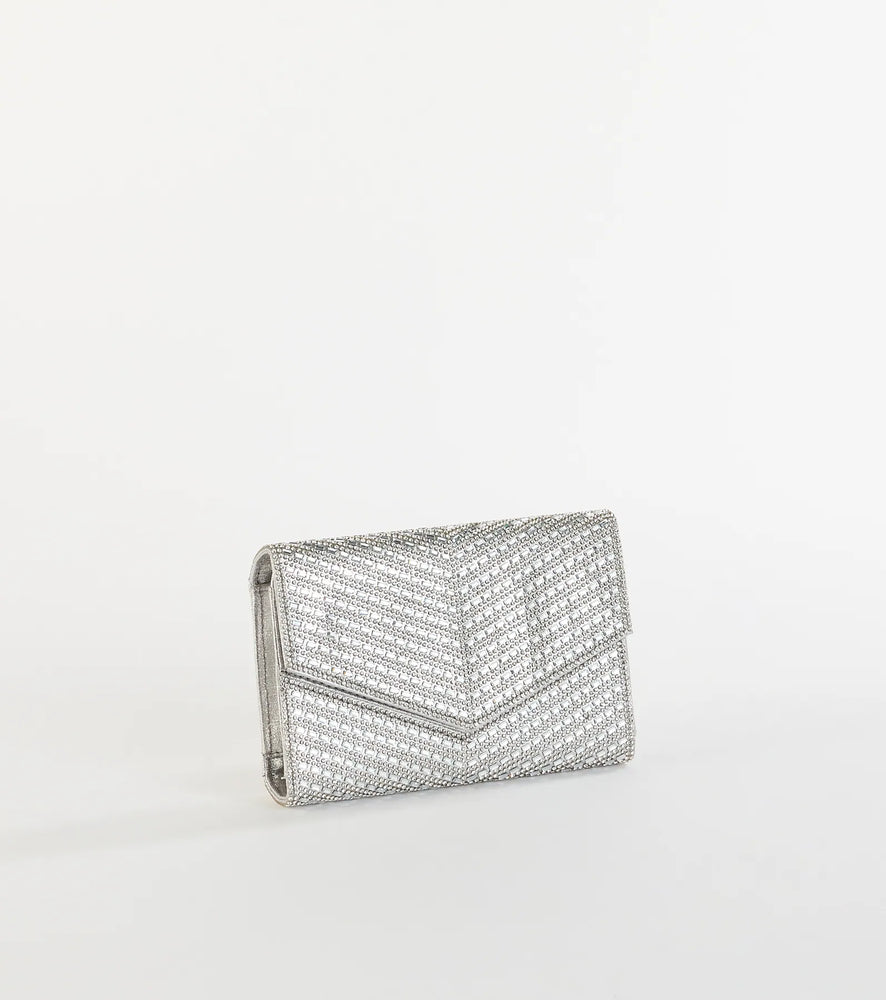 Let's Have A Toast Rhinestone Crossbody Wallet in Silver