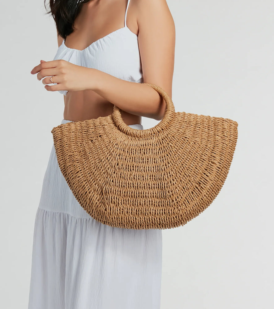 Windsor Stylish Destination Straw Tote Bag in Natural