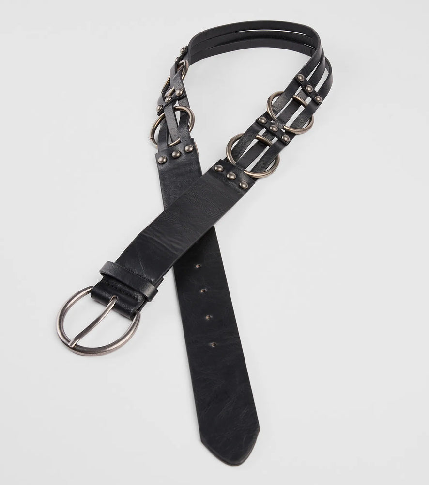 Elevated Trend O-Ring Faux Leather Belt in Black