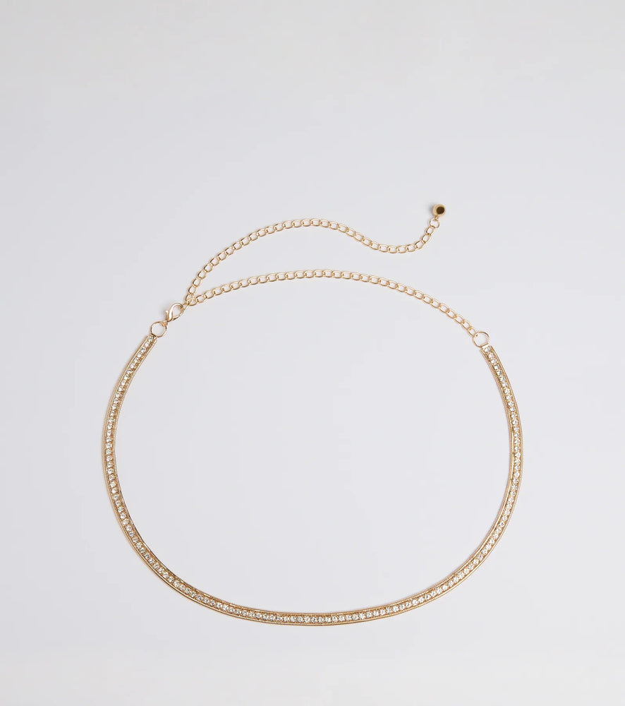 Windsor Main Attraction Rhinestone Chain Belt in Gold