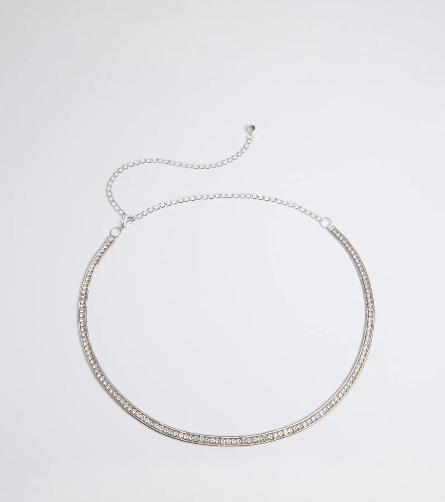 Main Attraction Rhinestone Chain Belt in Silver