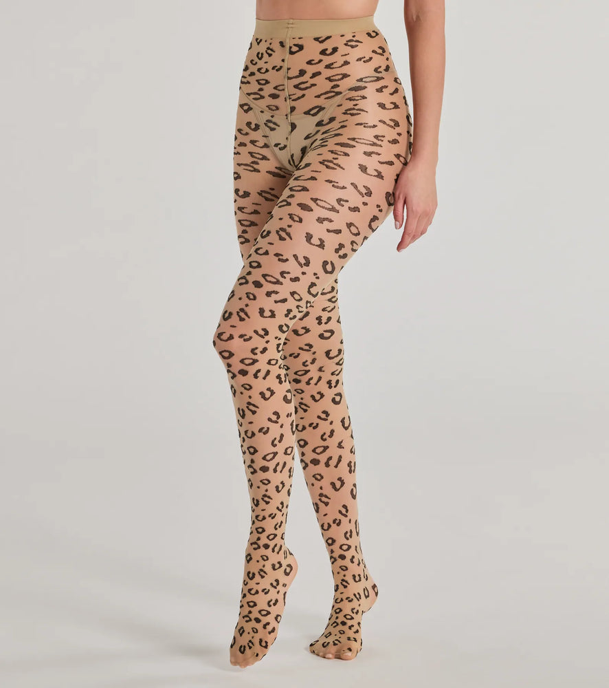 Windsor Fierce And Sultry Flocked Leopard Sheer Tights