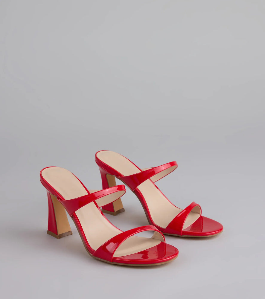 Chic Strut Strappy Block Heel Mules in Red