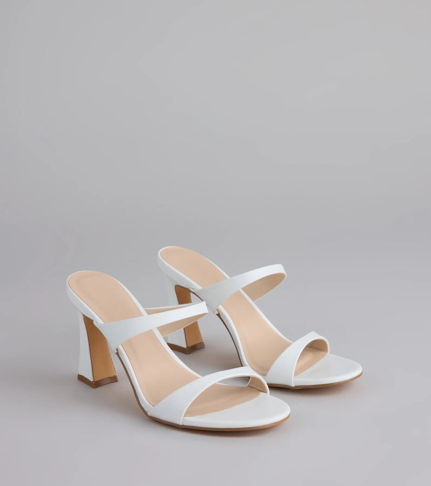 Chic Strut Strappy Block Heel Mules in White