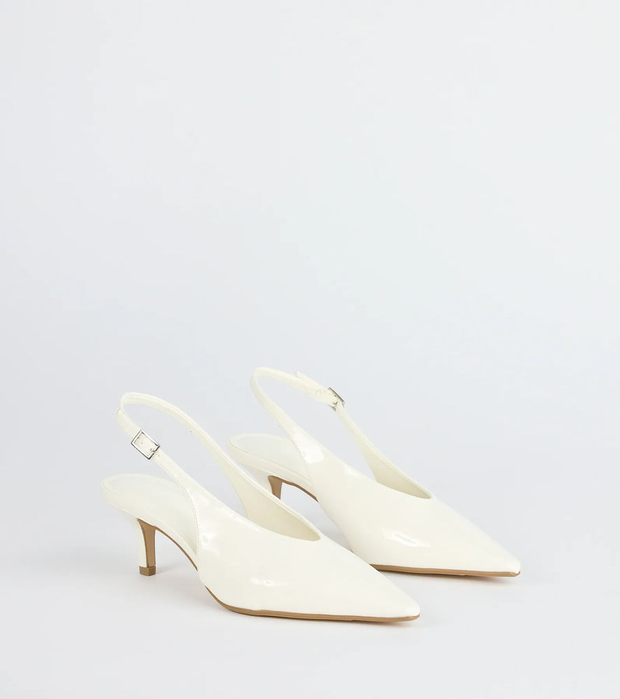 Lookin' Sleek Sling-Back Stiletto Pumps in White