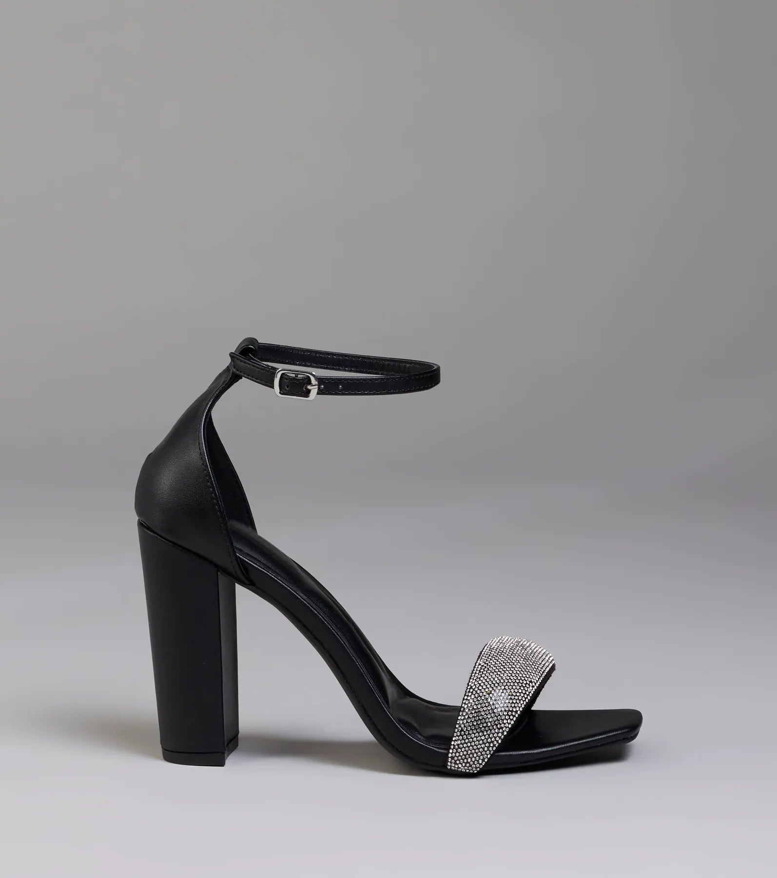 Royal Treatment Rhinestone Block Heels in Black