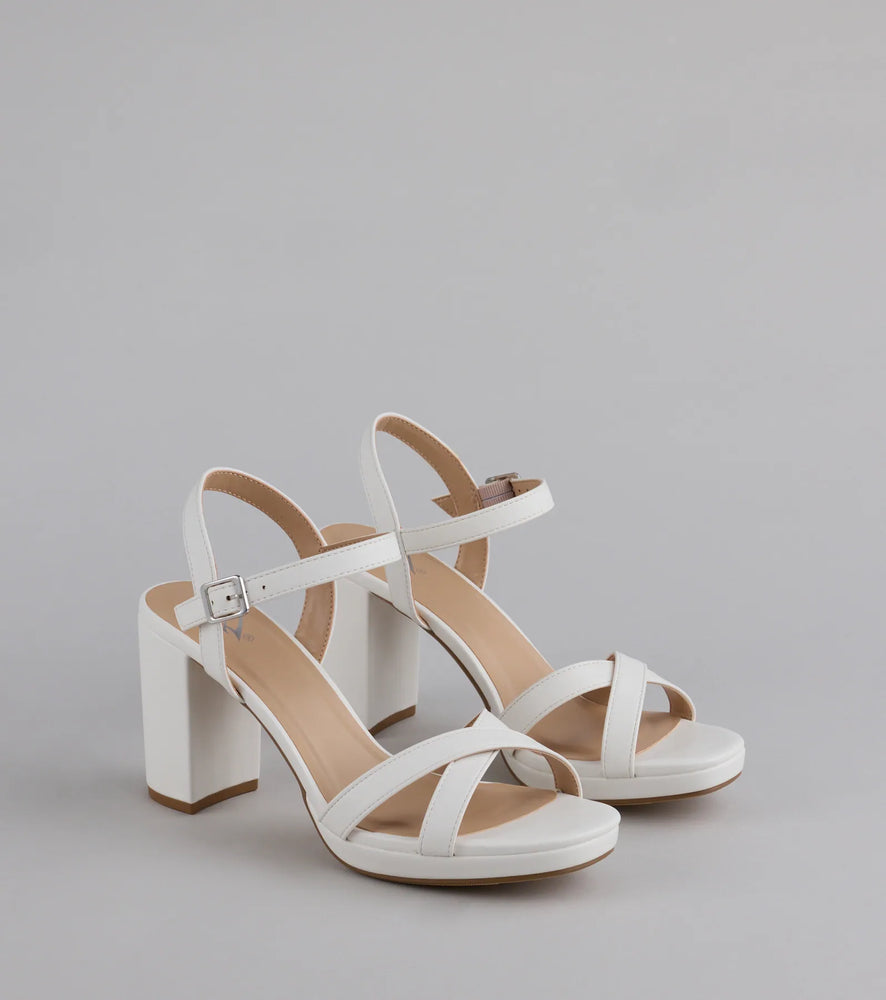 Windsor Simplistic Perfection Platform Block Heels in White