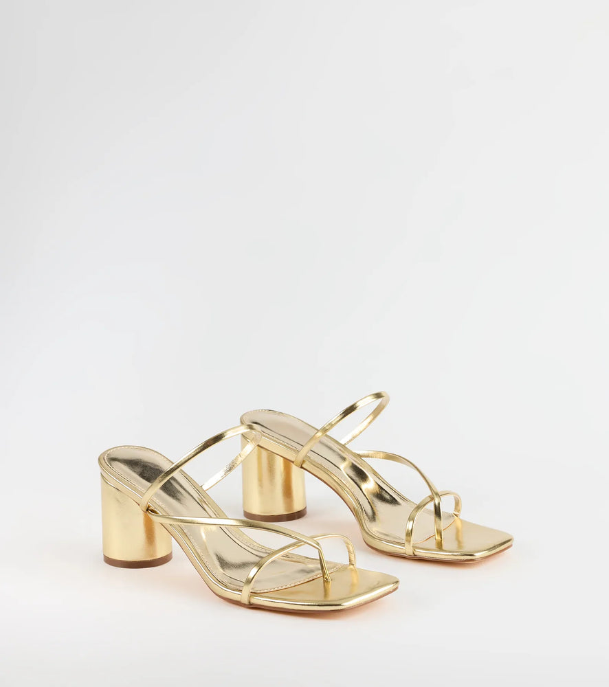 So Much Personality Strappy Block Heels in Gold