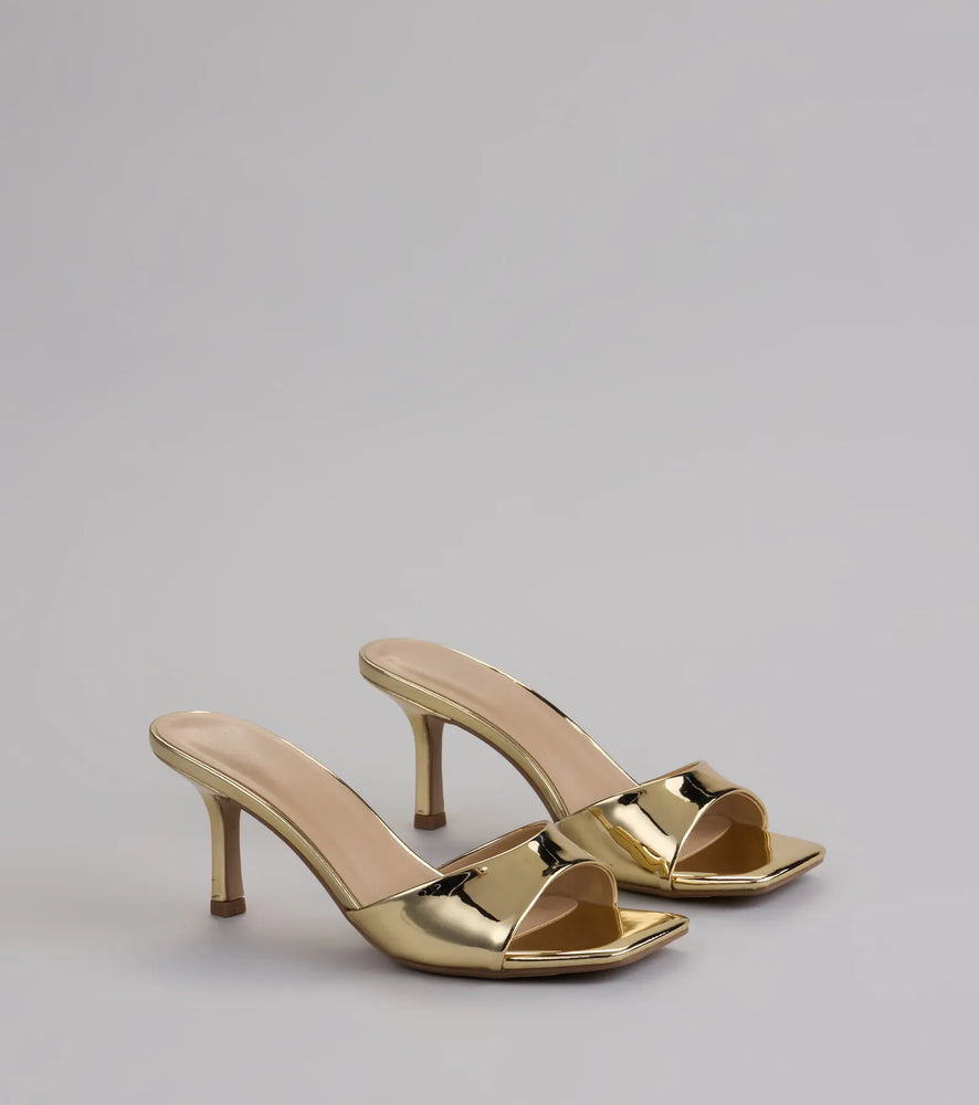Glam Stunner Stiletto Mules Shoes in Gold