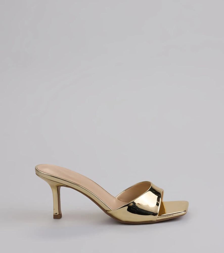 Glam Stunner Stiletto Mules Shoes in Gold