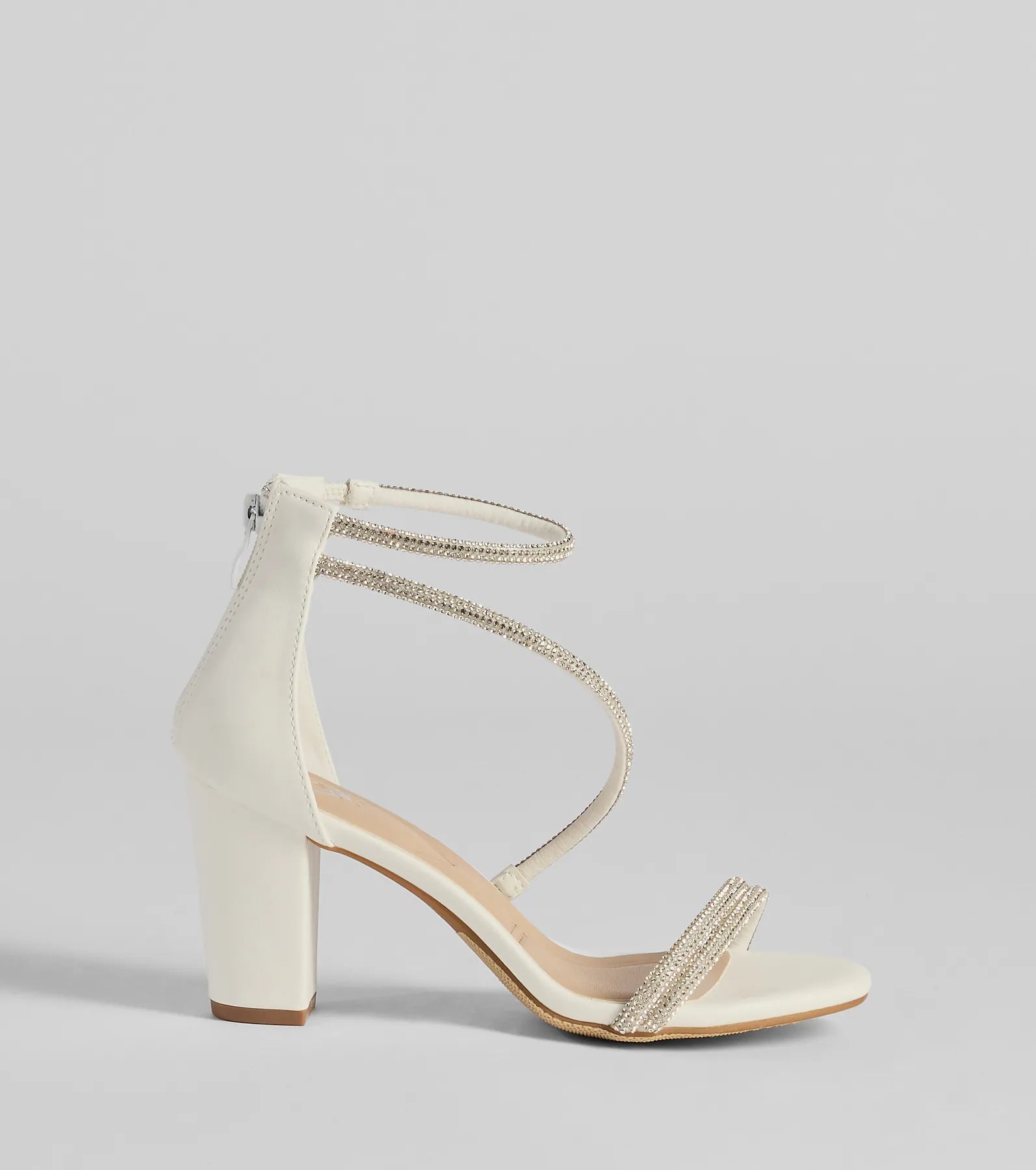 Love To Sparkle Rhinestone Strap Block Heels