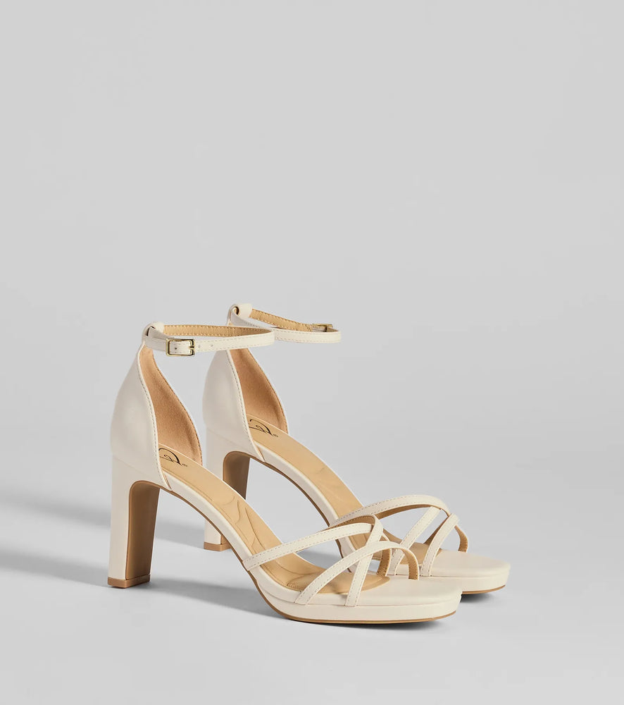 Windsor Elevated Strappy Block Heels in Ivory