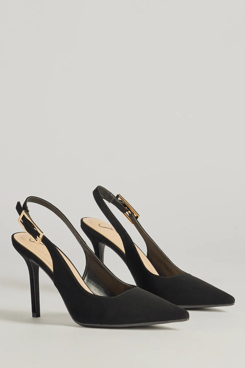 Classically Chic Buckle Slingback Pumps in Black