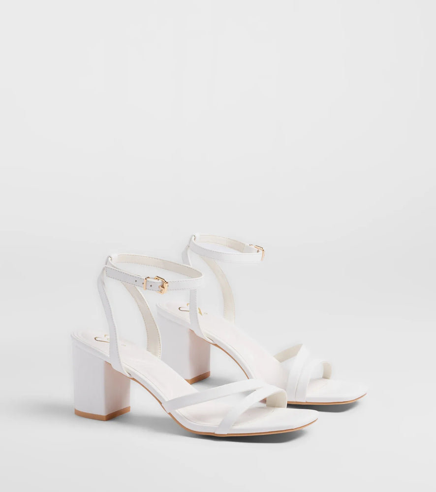 Step Into Chic Strappy Block Heels in White