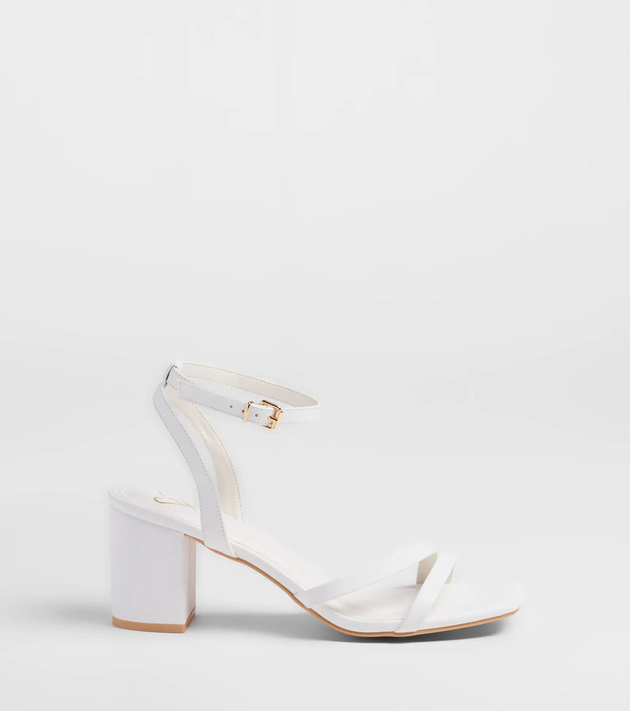 Step Into Chic Strappy Block Heels in White
