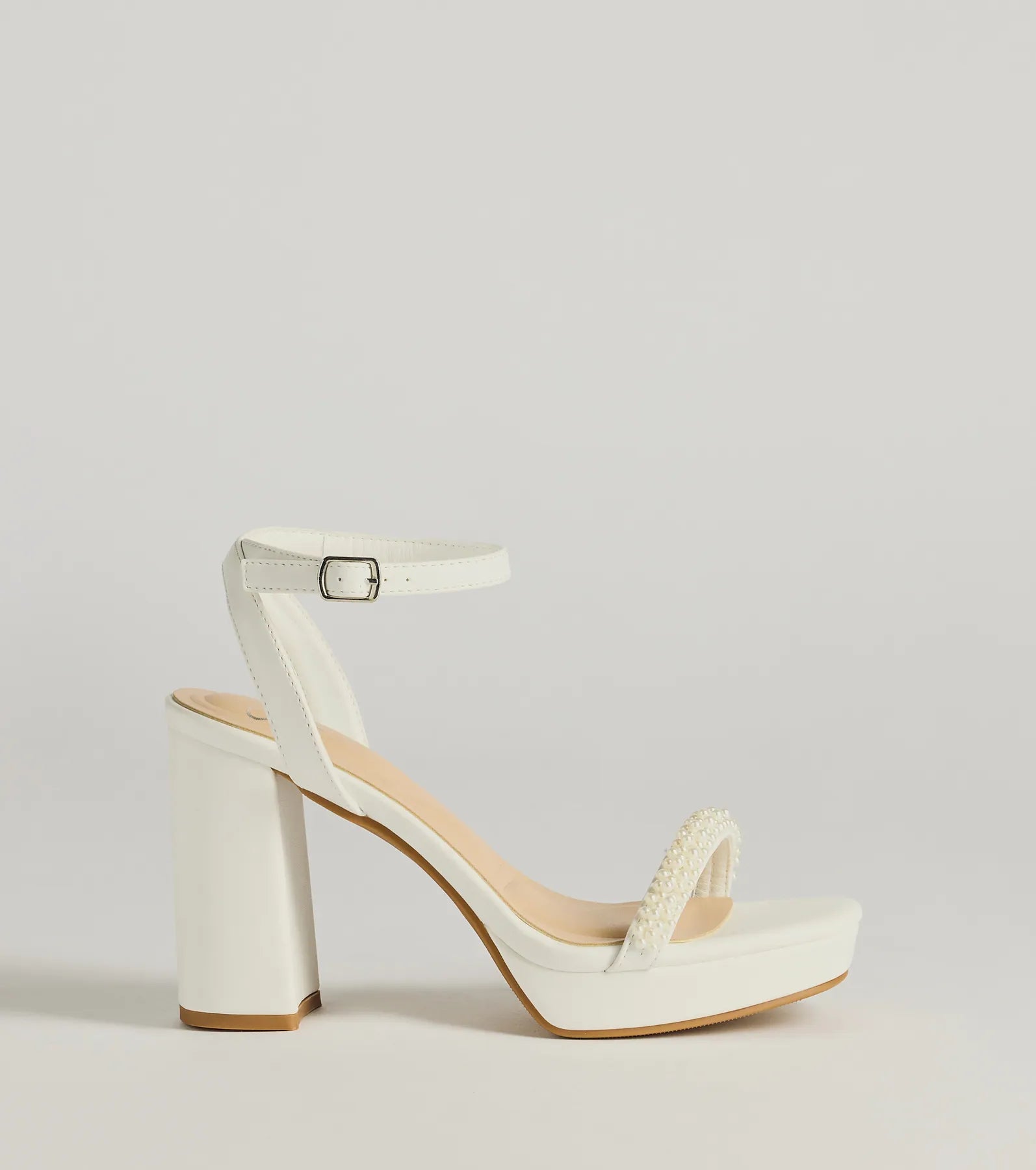 Another Status Faux Pearl Platform Heels in White