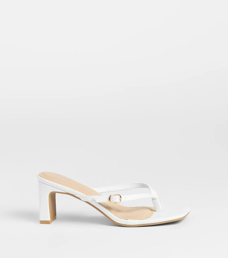 The Best Choice Thong Buckle Mules Shoes in White