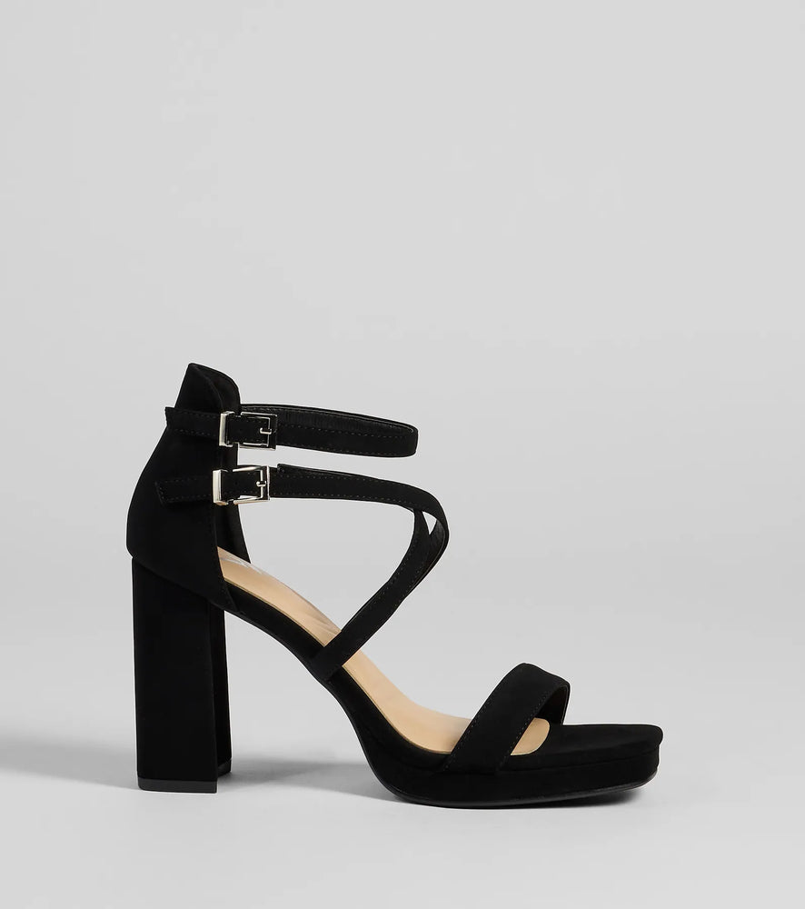 Slay Every Step Strappy Platform Heels in Black