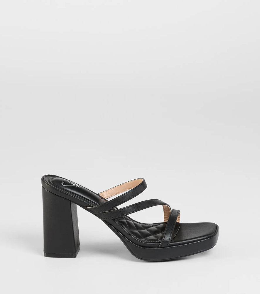 Windsor Party Ready Strappy Platform Block Heels in Black