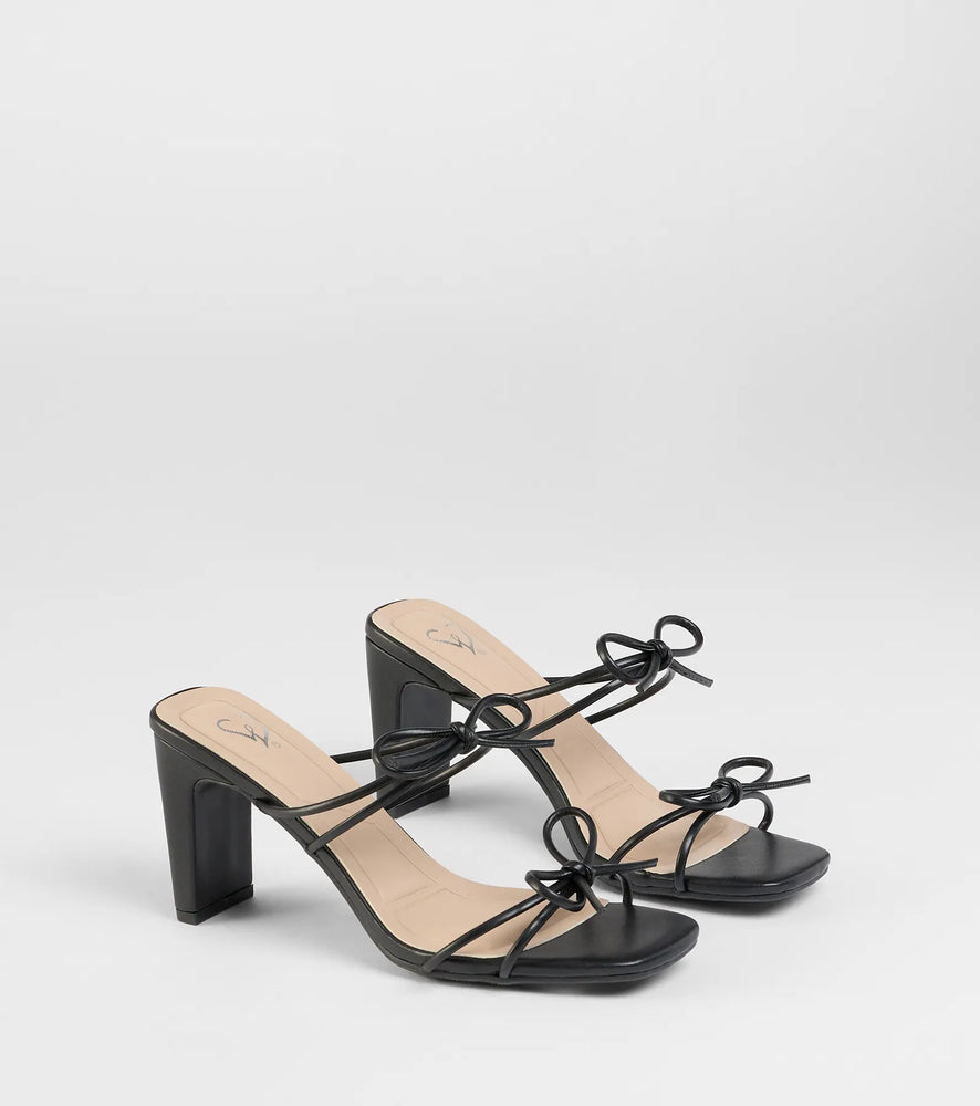 Windsor Finest Hour Bow Strappy Mules Shoes in Black