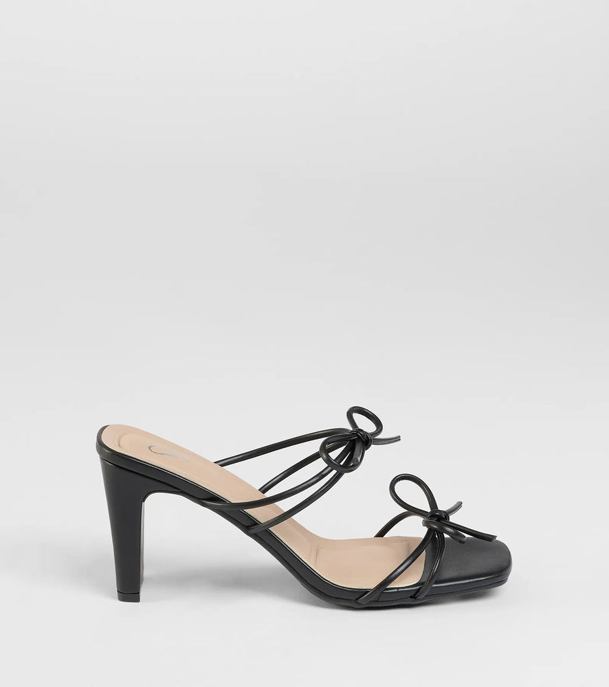Windsor Finest Hour Bow Strappy Mules Shoes in Black