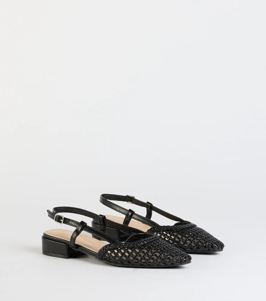 Windsor Feels Like Spring Braided Slingback Sandals in Black
