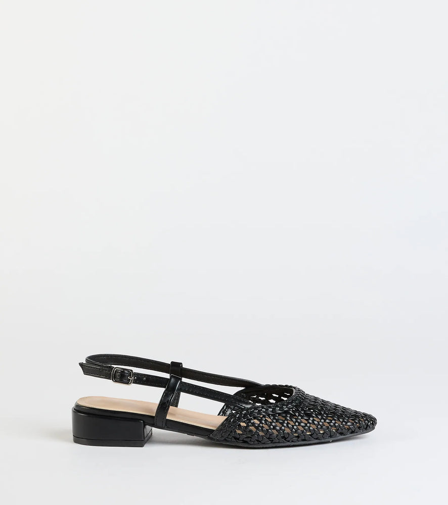 Windsor Feels Like Spring Braided Slingback Sandals in Black