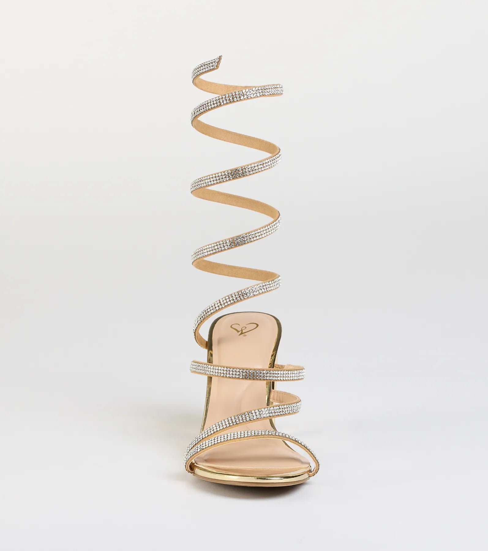 Elevated Status Rhinestone Spiral Block Heels