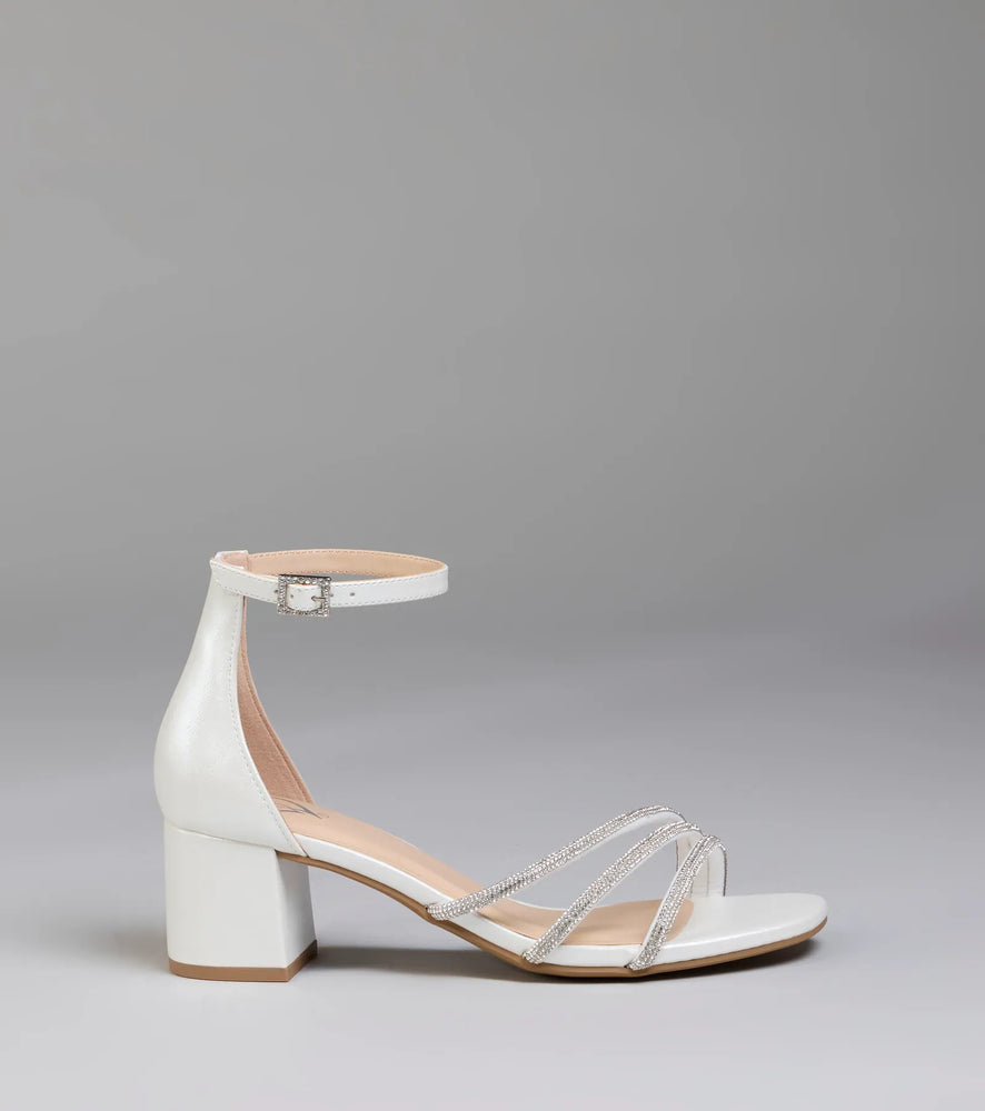 Ultra Luxe Rhinestone Short Block Heels in Pearl