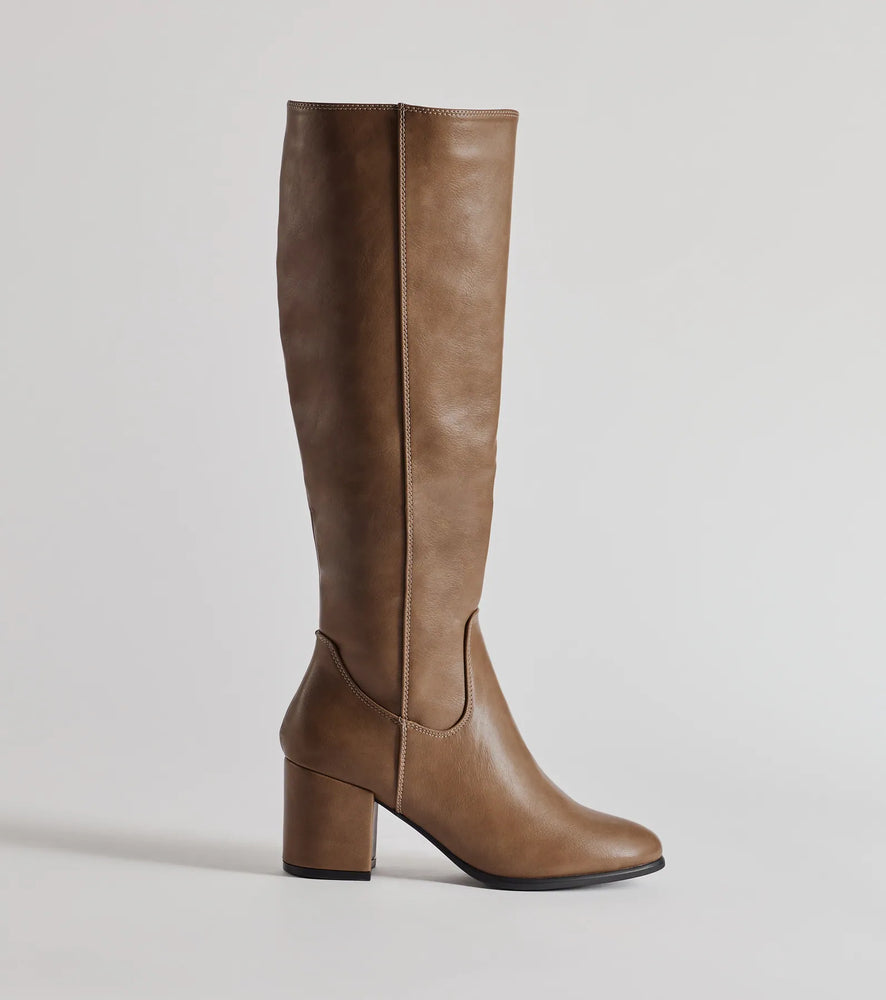 Uptown Girl Block Heel Boots in Taupe