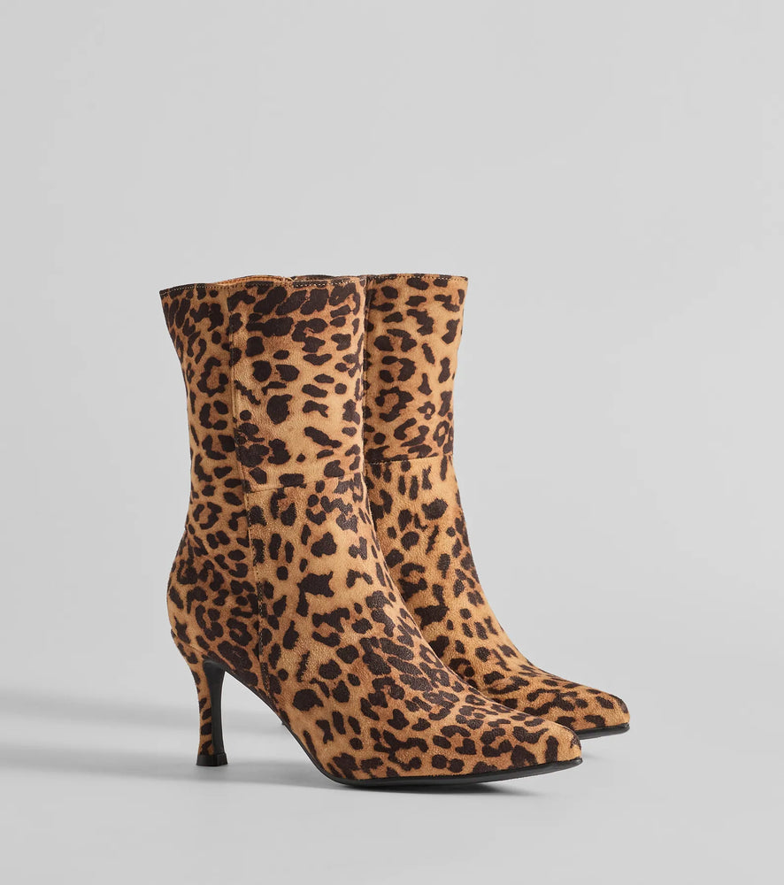 Windsor Fierce Strut Leopard Print Stiletto Booties