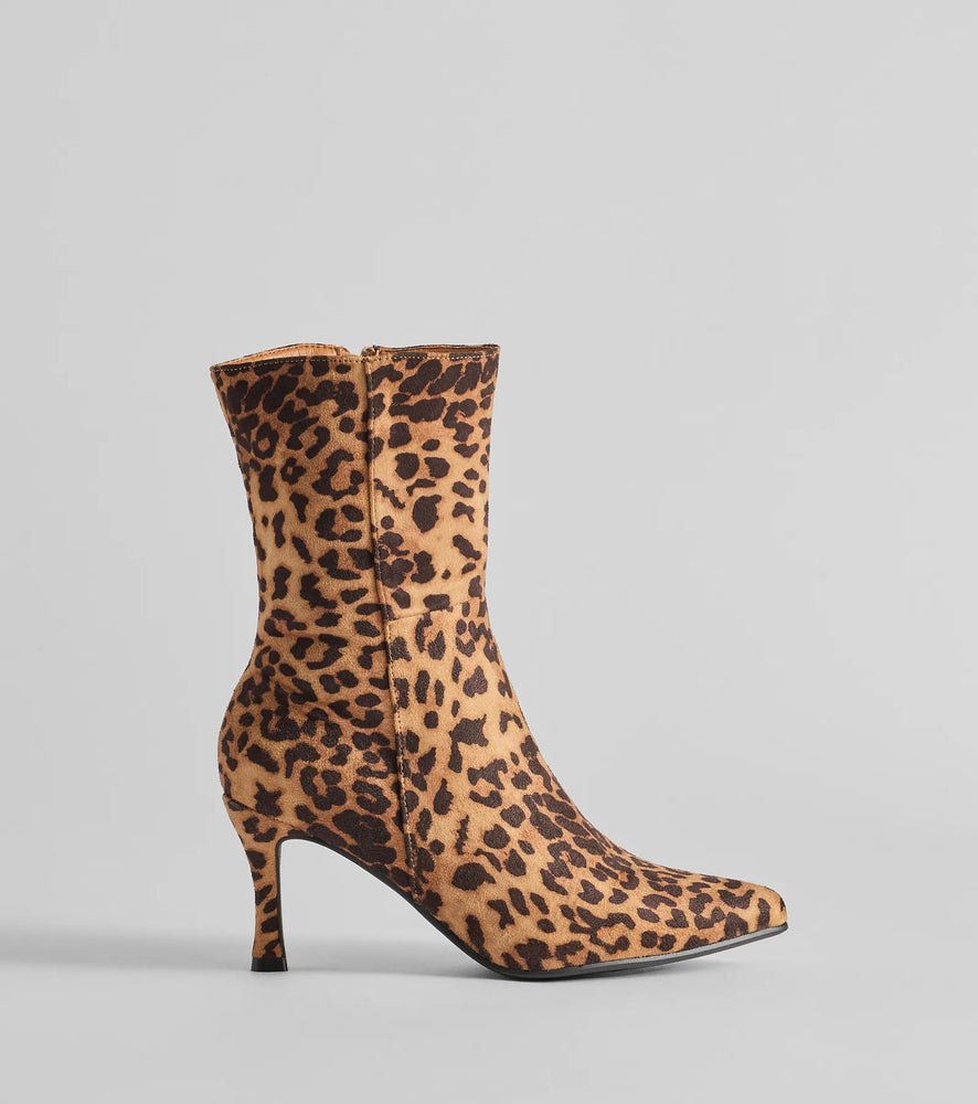 Windsor Fierce Strut Leopard Print Stiletto Booties