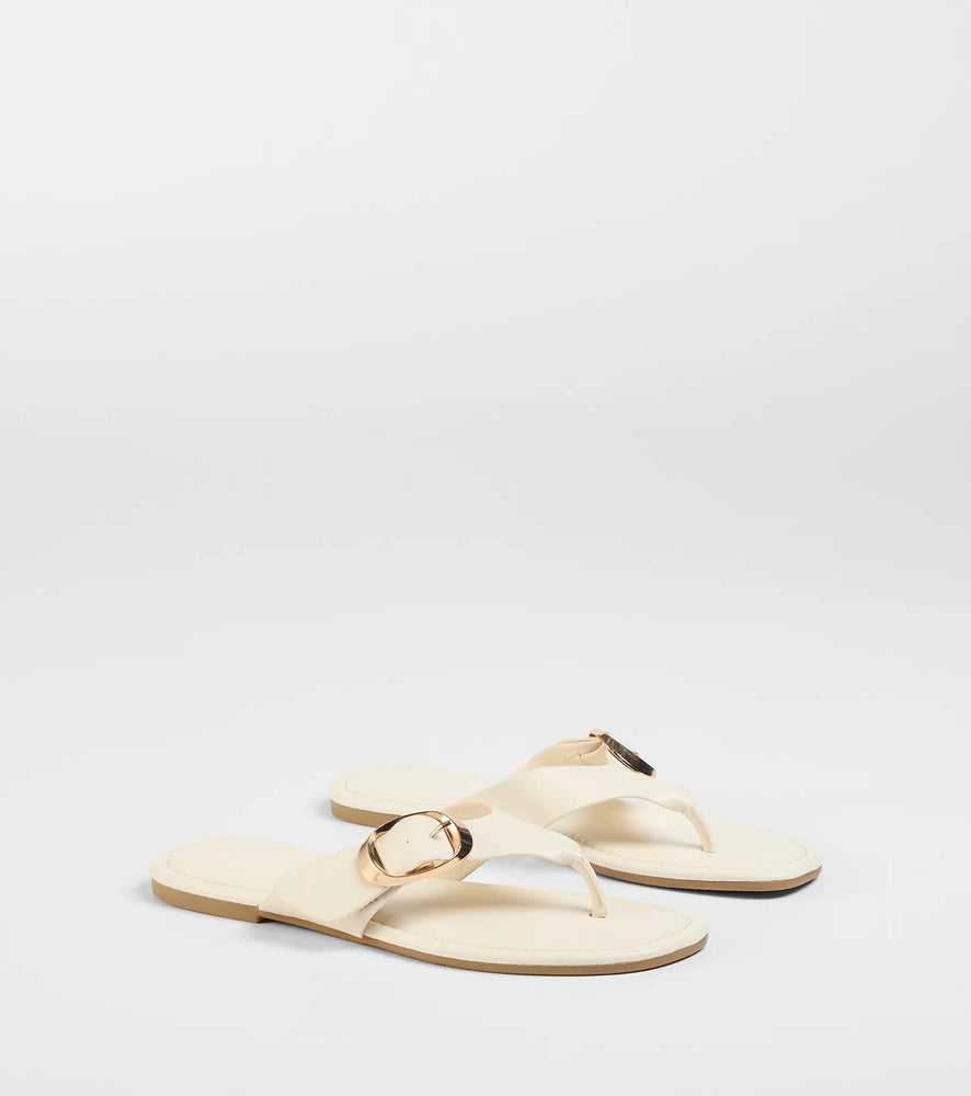 Statement Gleam Buckle Thong Sandals in Ivory