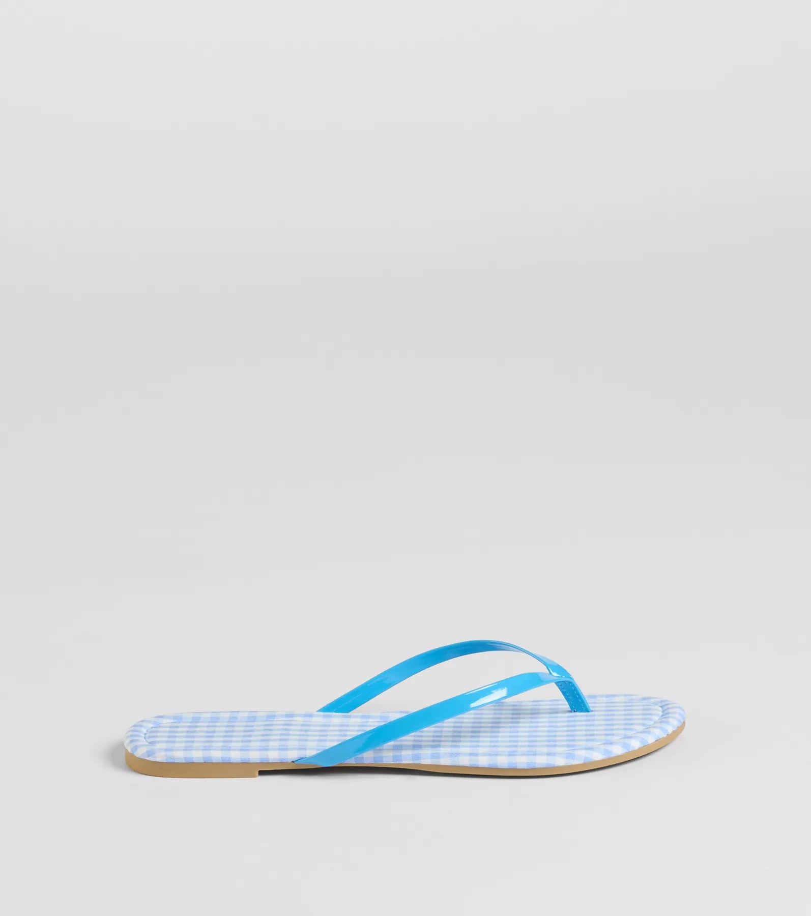 Cutie Vibe Gingham Print Thong Strap Sandals