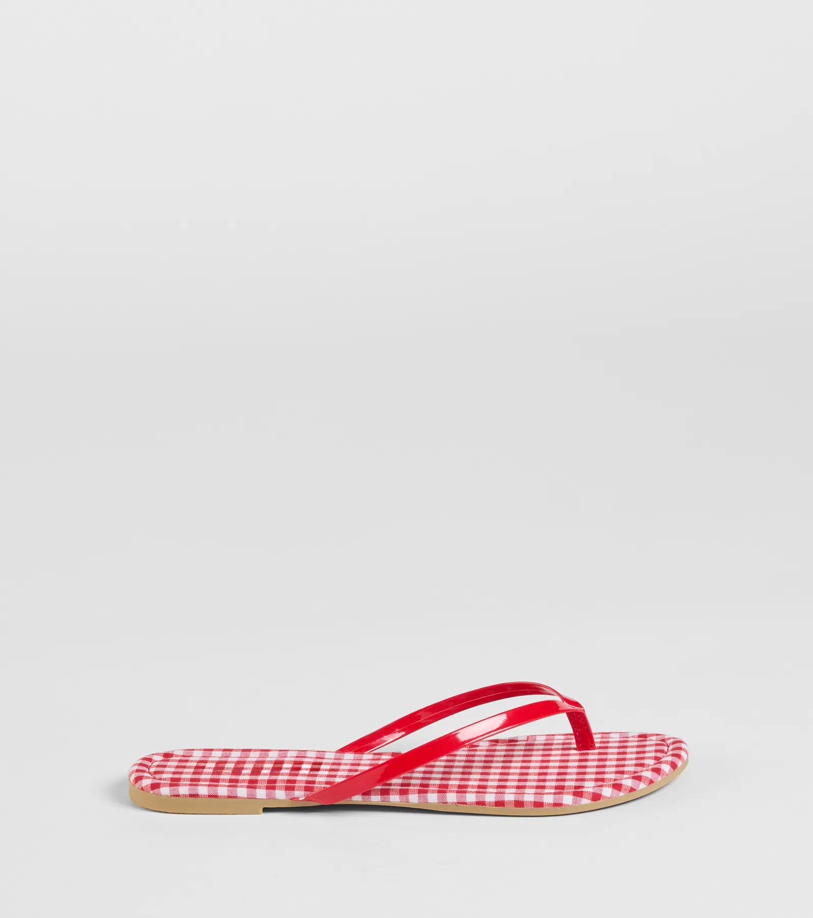 Cutie Vibe Gingham Print Thong Strap Sandals