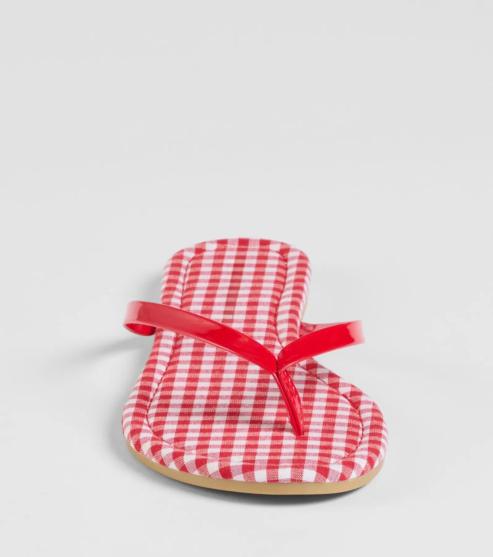 Cutie Vibe Gingham Print Thong Strap Sandals